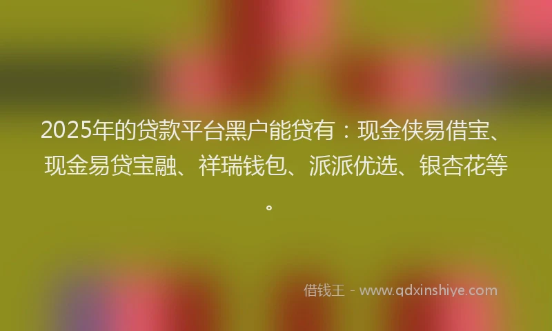 2025年的贷款平台黑户能贷有：现金侠易借宝、现金易贷宝融、祥瑞钱包、派派优选、银杏花等。
