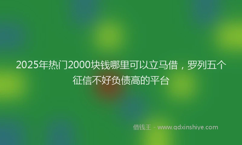 2025年热门2000块钱哪里可以立马借，罗列五个征信不好负债高的平台