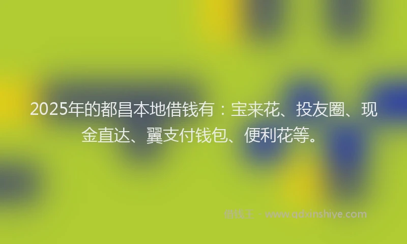 2025年的都昌本地借钱有：宝来花、投友圈、现金直达、翼支付钱包、便利花等。
