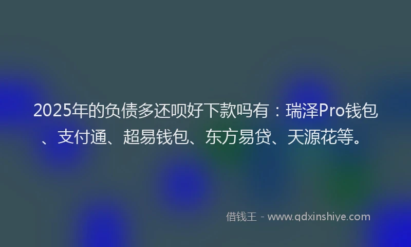 2025年的负债多还呗好下款吗有：瑞泽Pro钱包、支付通、超易钱包、东方易贷、天源花等。