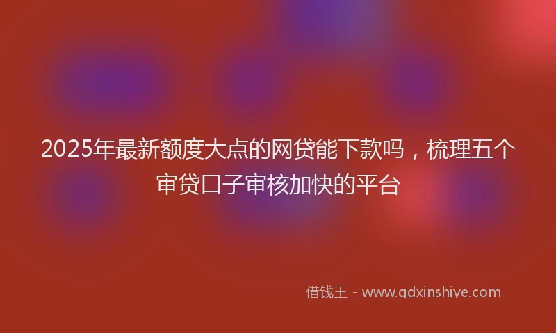 2025年最新额度大点的网贷能下款吗，梳理五个审贷口子审核加快的平台
