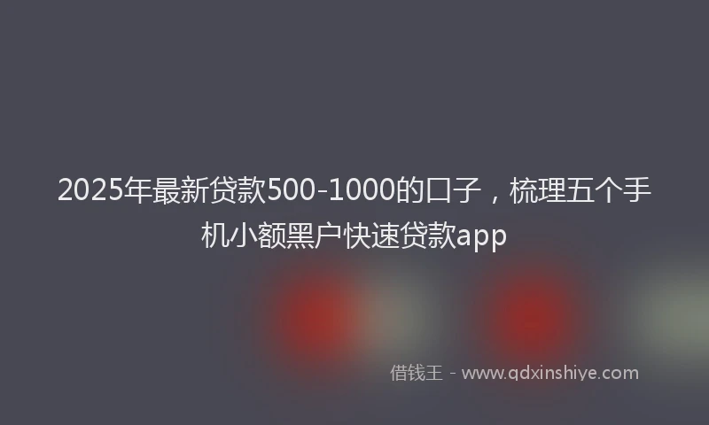 2025年最新贷款500-1000的口子，梳理五个手机小额黑户快速贷款app