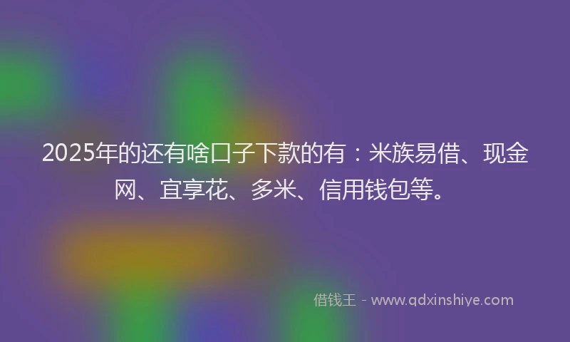2025年的还有啥口子下款的有：米族易借、现金网、宜享花、多米、信用钱包等。