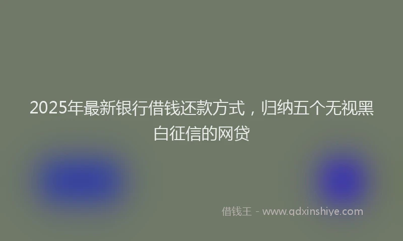 2025年最新银行借钱还款方式，归纳五个无视黑白征信的网贷