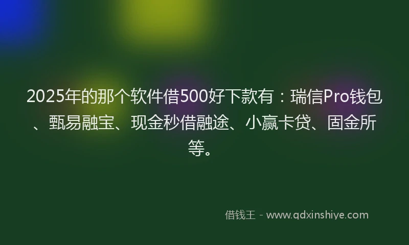 2025年的那个软件借500好下款有：瑞信Pro钱包、甄易融宝、现金秒借融途、小赢卡贷、固金所等。