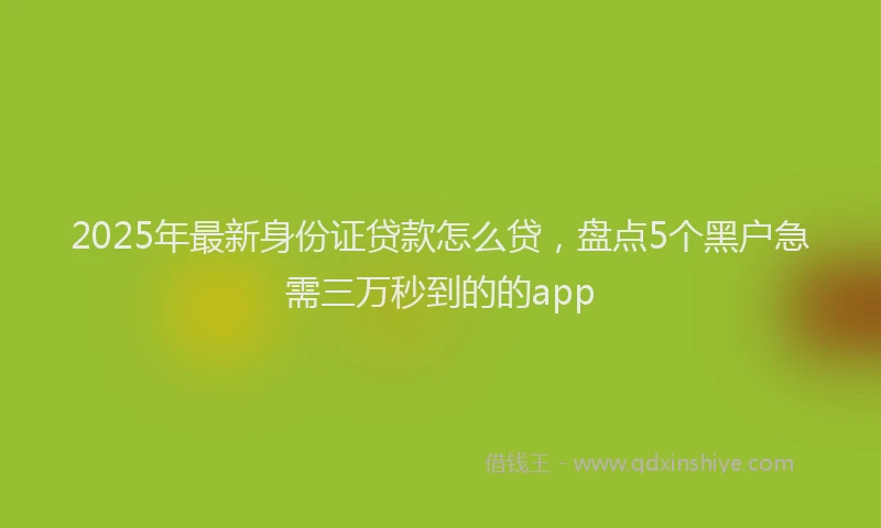 2025年最新身份证贷款怎么贷，盘点5个黑户急需三万秒到的的app