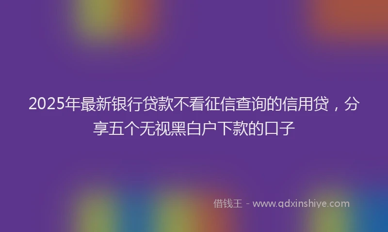 2025年最新银行贷款不看征信查询的信用贷，分享五个无视黑白户下款的口子