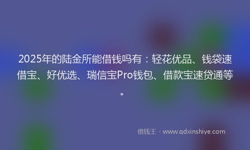 2025年的陆金所能借钱吗有：轻花优品、钱袋速借宝、好优选、瑞信宝Pro钱包、借款宝速贷通等。