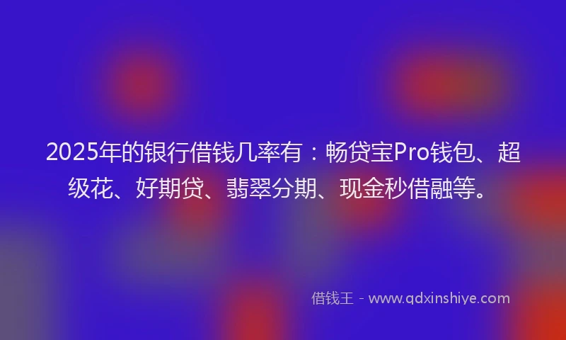 2025年的银行借钱几率有：畅贷宝Pro钱包、超级花、好期贷、翡翠分期、现金秒借融等。