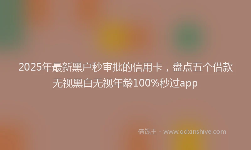 2025年最新黑户秒审批的信用卡，盘点五个借款无视黑白无视年龄100%秒过app