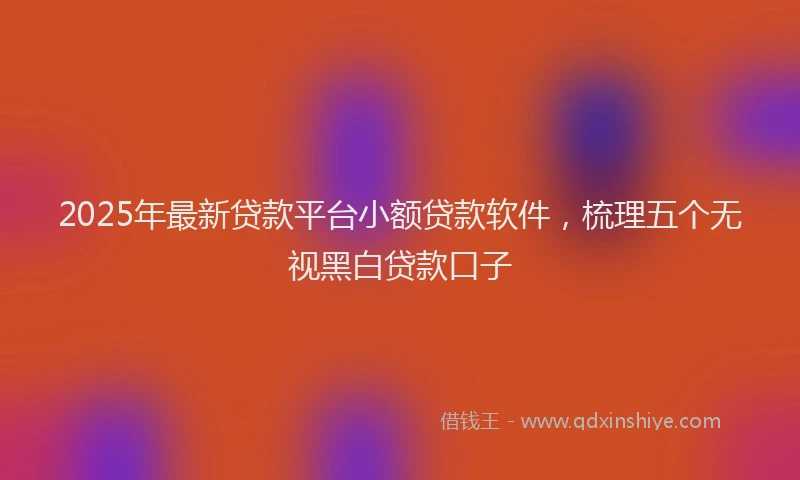 2025年最新贷款平台小额贷款软件，梳理五个无视黑白贷款口子