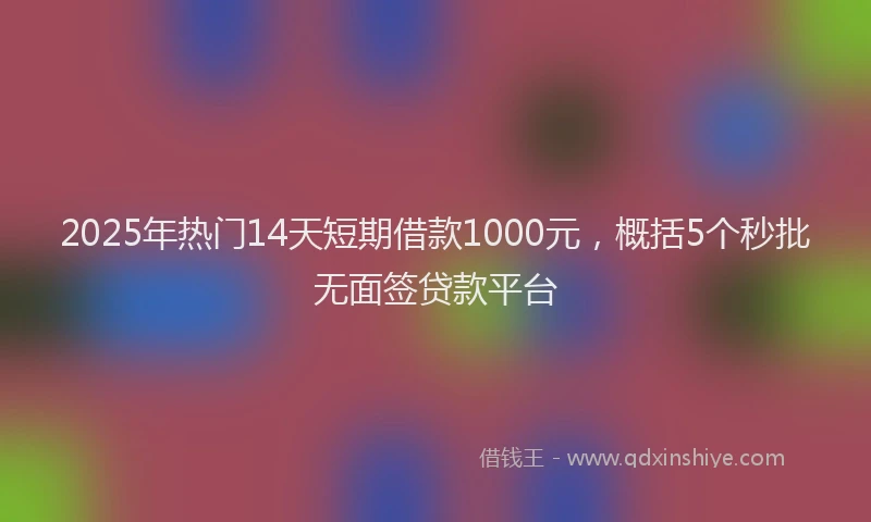 2025年热门14天短期借款1000元，概括5个秒批无面签贷款平台