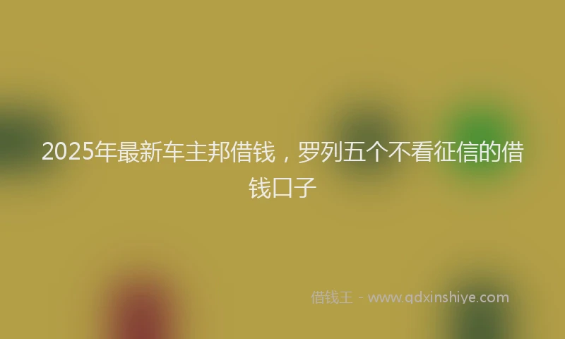 2025年最新车主邦借钱，罗列五个不看征信的借钱口子