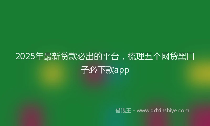 2025年最新贷款必出的平台，梳理五个网贷黑口子必下款app