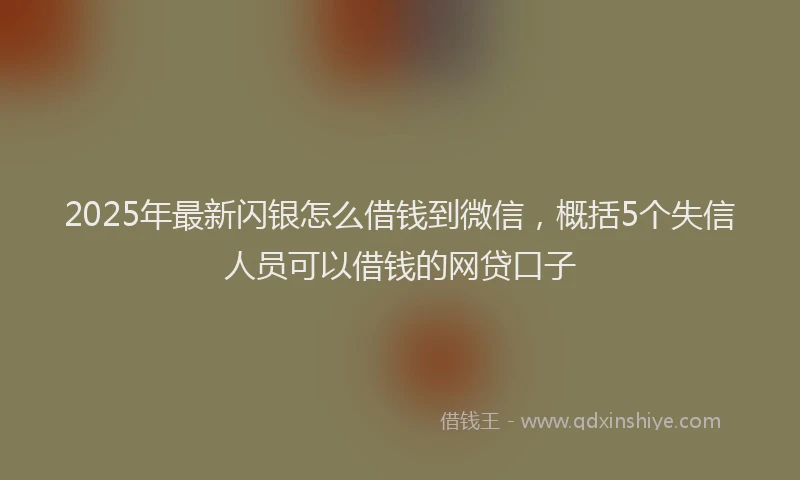 2025年最新闪银怎么借钱到微信，概括5个失信人员可以借钱的网贷口子