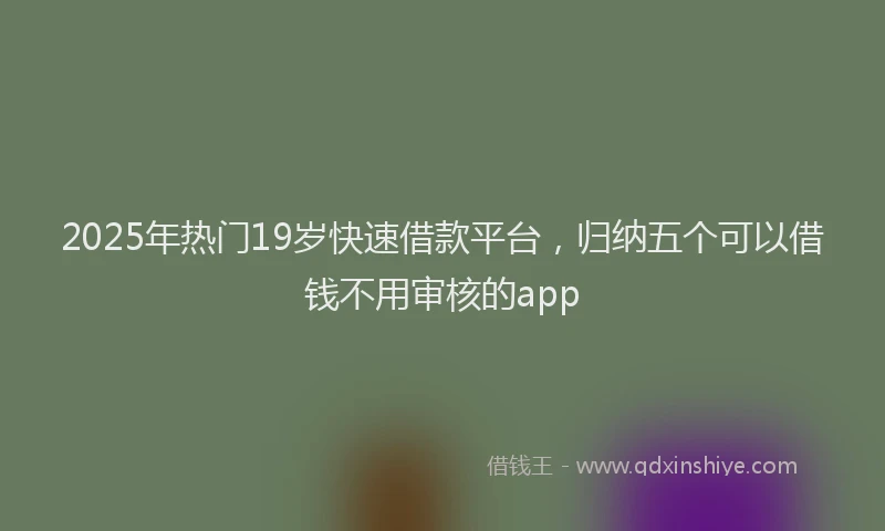 2025年热门19岁快速借款平台，归纳五个可以借钱不用审核的app
