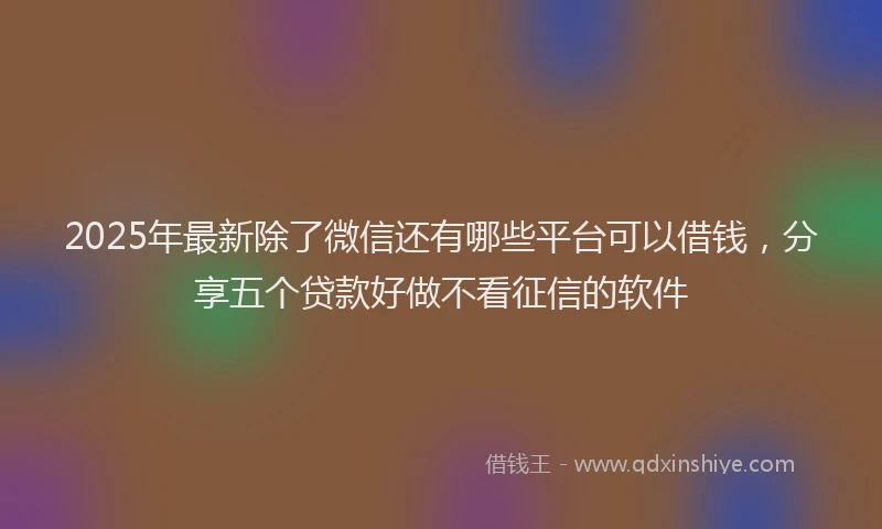 2025年最新除了微信还有哪些平台可以借钱，分享五个贷款好做不看征信的软件