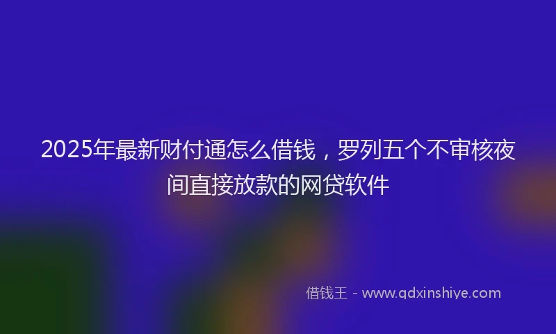 2025年最新财付通怎么借钱，罗列五个不审核夜间直接放款的网贷软件