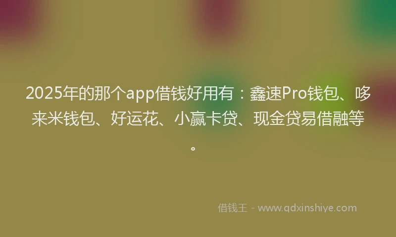 2025年的那个app借钱好用有：鑫速Pro钱包、哆来米钱包、好运花、小赢卡贷、现金贷易借融等。
