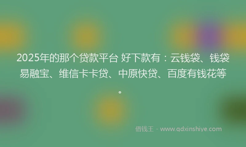 2025年的那个贷款平台 好下款有：云钱袋、钱袋易融宝、维信卡卡贷、中原快贷、百度有钱花等。