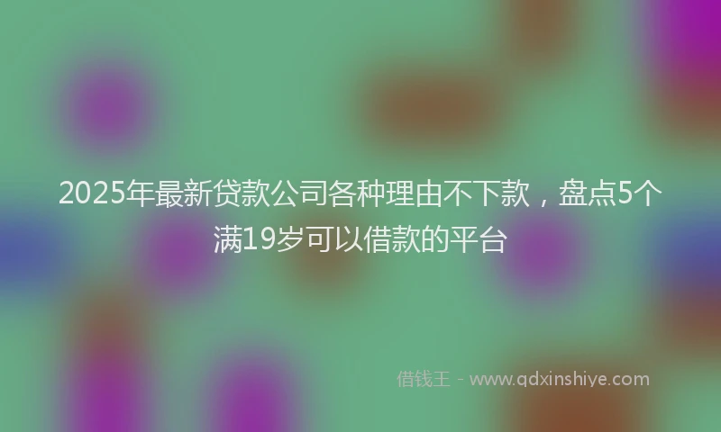 2025年最新贷款公司各种理由不下款，盘点5个满19岁可以借款的平台