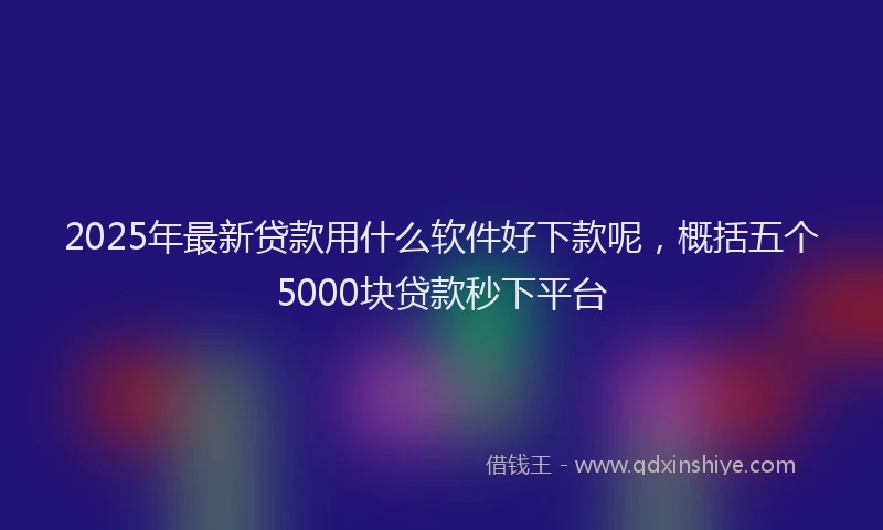 2025年最新贷款用什么软件好下款呢，概括五个5000块贷款秒下平台