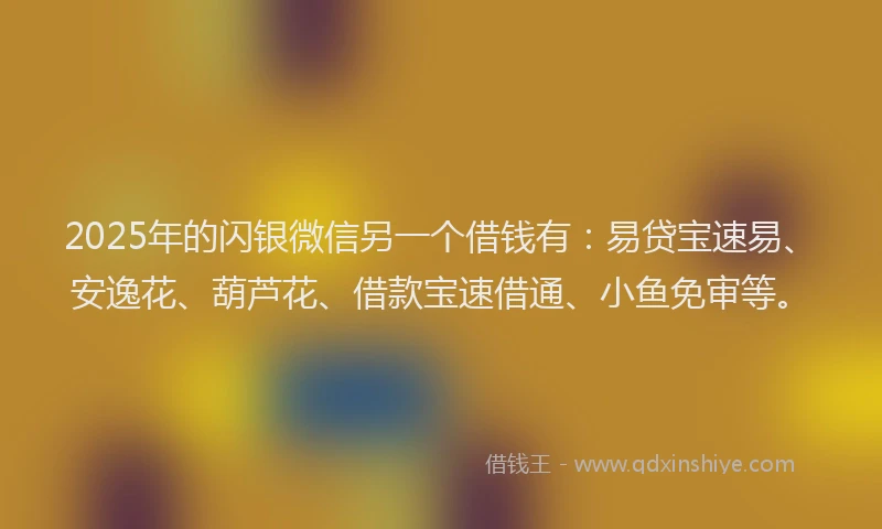 2025年的闪银微信另一个借钱有：易贷宝速易、安逸花、葫芦花、借款宝速借通、小鱼免审等。