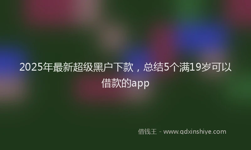 2025年最新超级黑户下款，总结5个满19岁可以借款的app