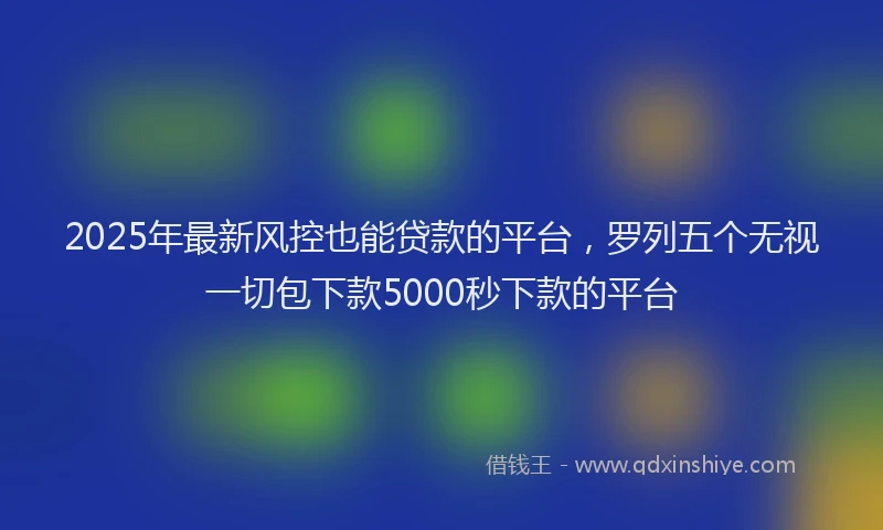 2025年最新风控也能贷款的平台，罗列五个无视一切包下款5000秒下款的平台