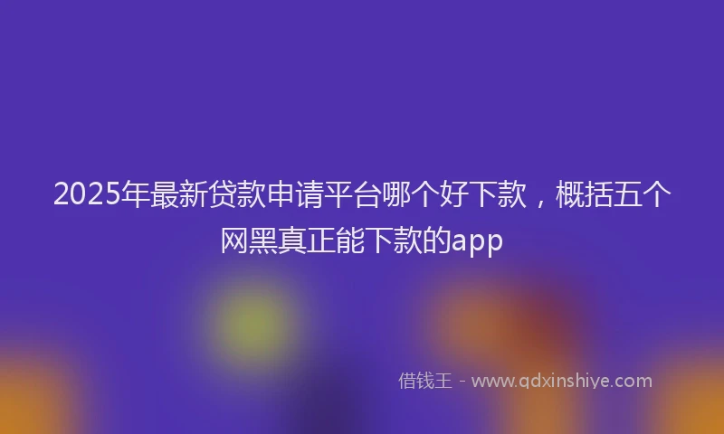 2025年最新贷款申请平台哪个好下款，概括五个网黑真正能下款的app