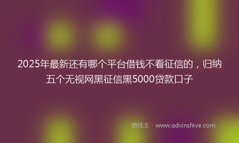 2025年最新还有哪个平台借钱不看征信的，归纳五个无视网黑征信黑5000贷款口子