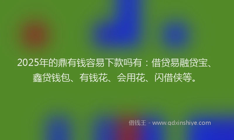 2025年的鼎有钱容易下款吗有：借贷易融贷宝、鑫贷钱包、有钱花、会用花、闪借侠等。