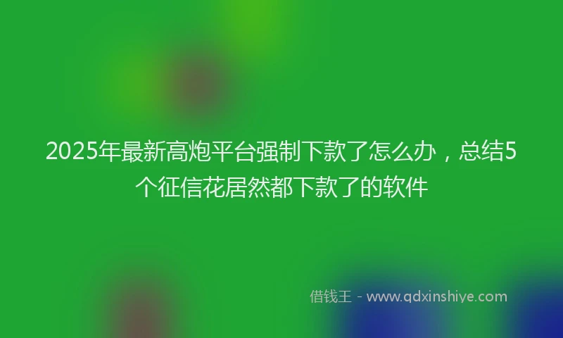 2025年最新高炮平台强制下款了怎么办，总结5个征信花居然都下款了的软件