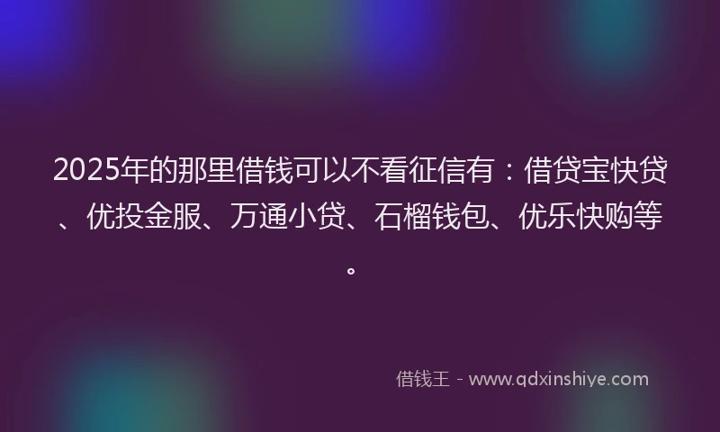 2025年的那里借钱可以不看征信有：借贷宝快贷、优投金服、万通小贷、石榴钱包、优乐快购等。