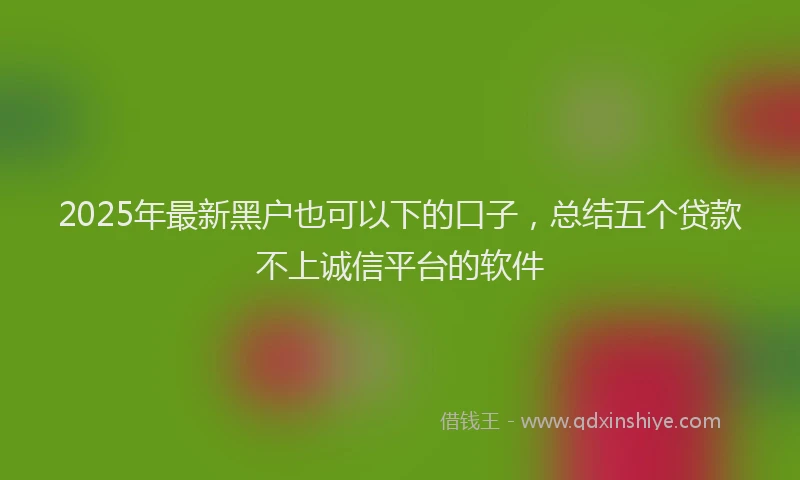 2025年最新黑户也可以下的口子，总结五个贷款不上诚信平台的软件