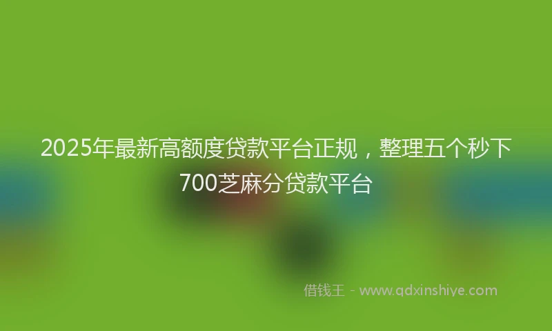 2025年最新高额度贷款平台正规，整理五个秒下700芝麻分贷款平台