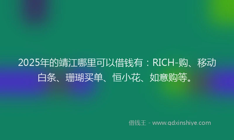 2025年的靖江哪里可以借钱有：RICH-购、移动白条、珊瑚买单、恒小花、如意购等。