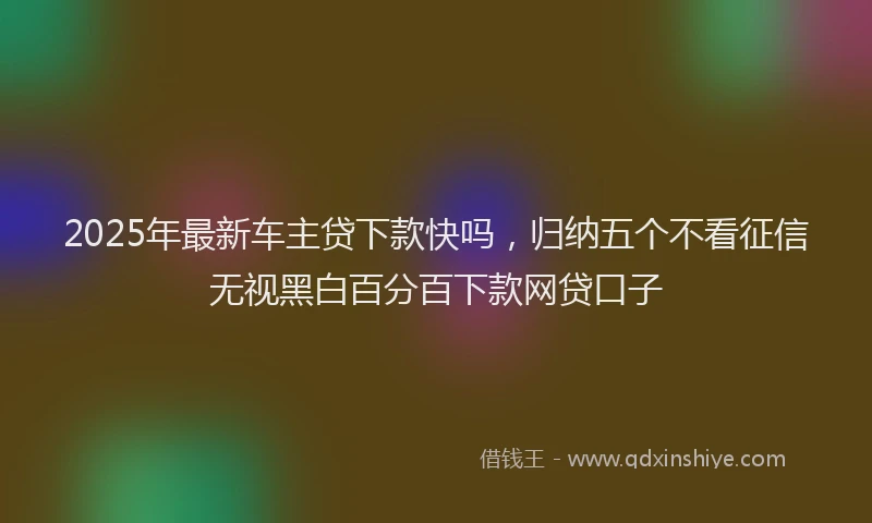 2025年最新车主贷下款快吗，归纳五个不看征信无视黑白百分百下款网贷口子