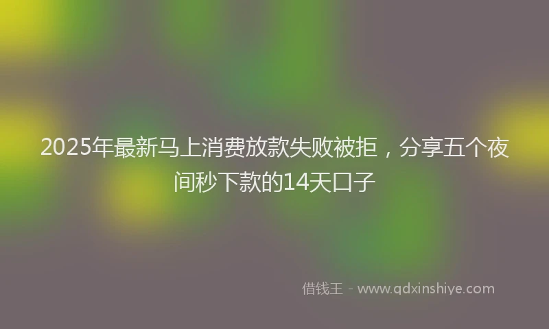 2025年最新马上消费放款失败被拒，分享五个夜间秒下款的14天口子