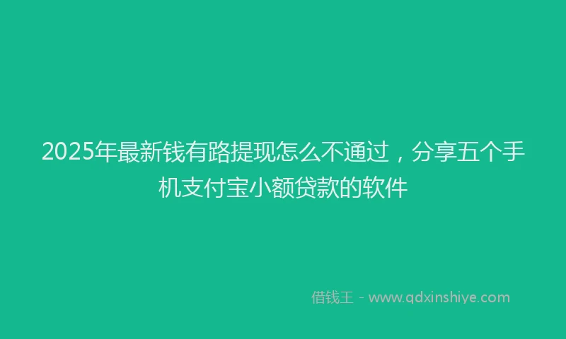 2025年最新钱有路提现怎么不通过，分享五个手机支付宝小额贷款的软件