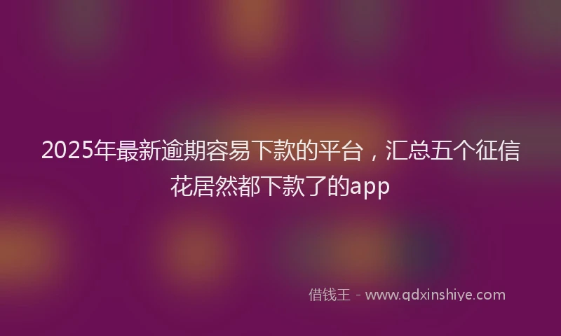 2025年最新逾期容易下款的平台，汇总五个征信花居然都下款了的app