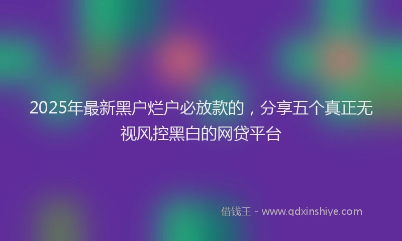2025年最新黑户烂户必放款的，分享五个真正无视风控黑白的网贷平台