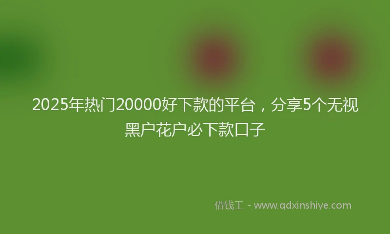 2025年热门20000好下款的平台，分享5个无视黑户花户必下款口子