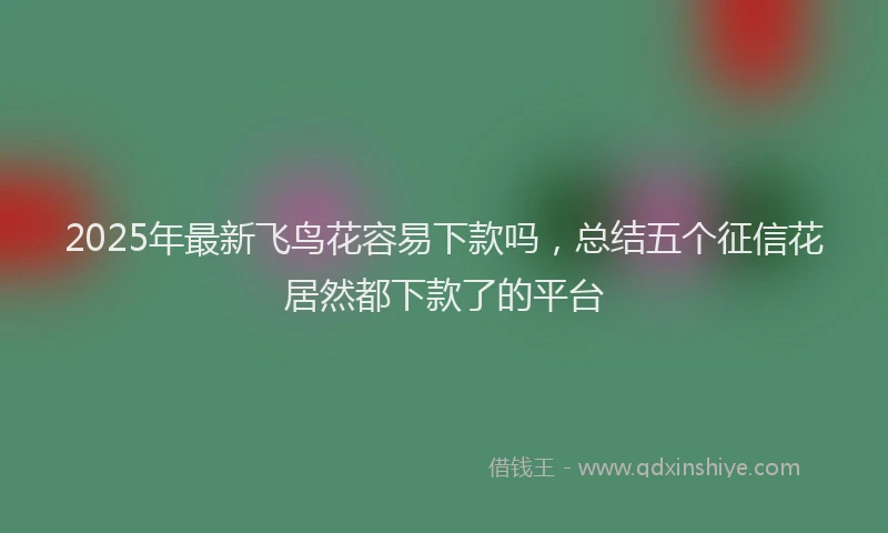 2025年最新飞鸟花容易下款吗，总结五个征信花居然都下款了的平台