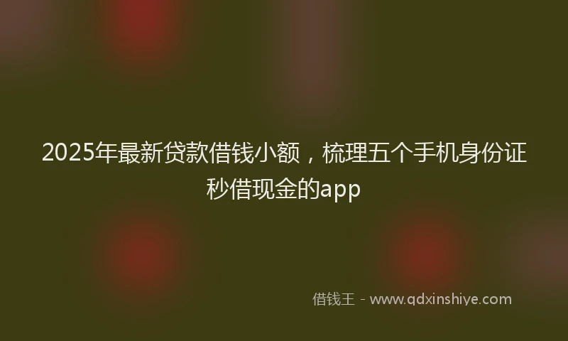 2025年最新贷款借钱小额，梳理五个手机身份证秒借现金的app