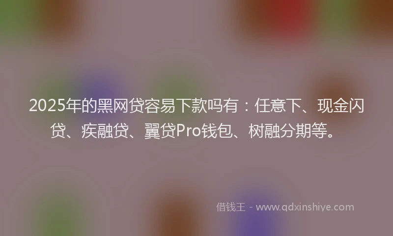 2025年的黑网贷容易下款吗有：任意下、现金闪贷、疾融贷、翼贷Pro钱包、树融分期等。