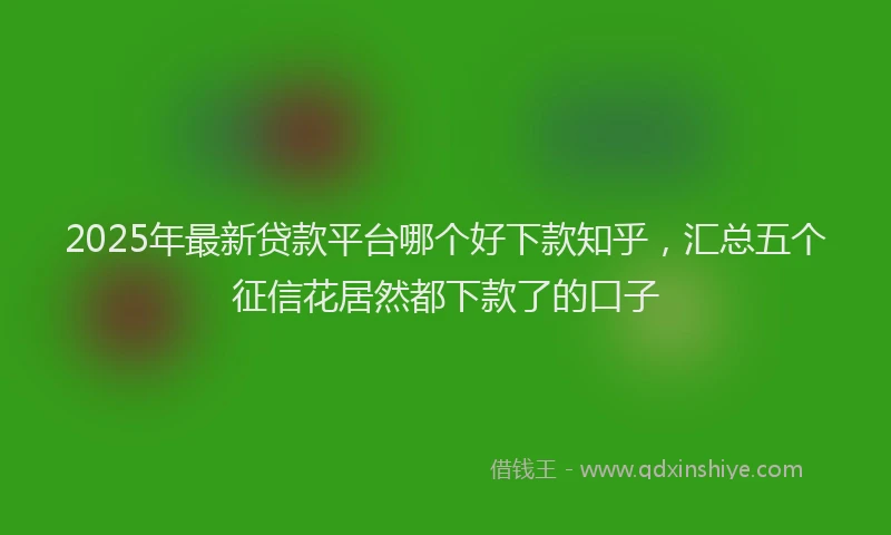 2025年最新贷款平台哪个好下款知乎，汇总五个征信花居然都下款了的口子