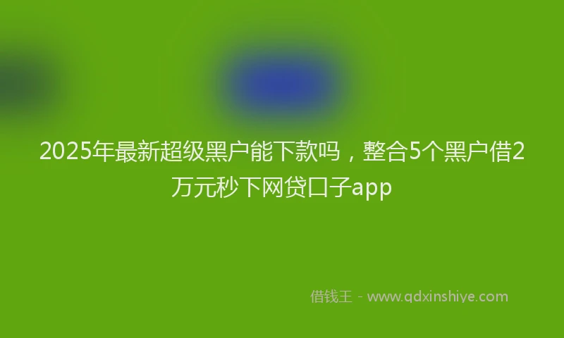 2025年最新超级黑户能下款吗，整合5个黑户借2万元秒下网贷口子app