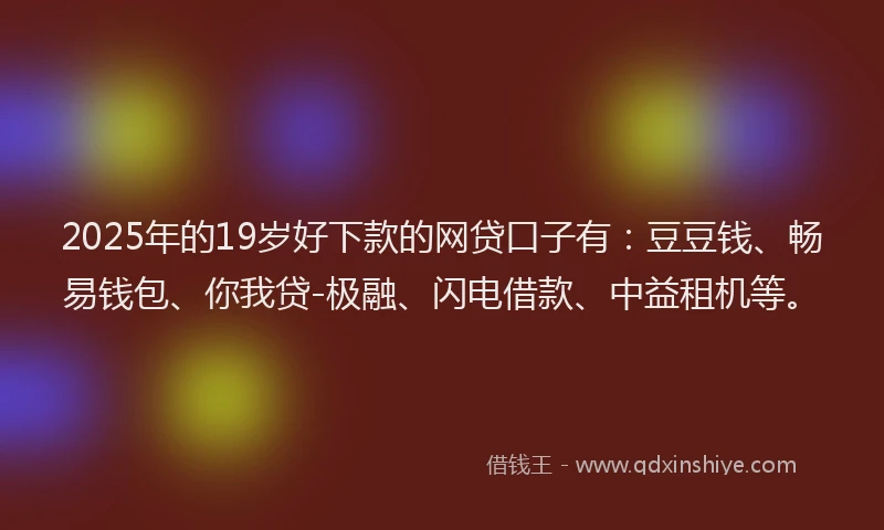 2025年的19岁好下款的网贷口子有：豆豆钱、畅易钱包、你我贷-极融、闪电借款、中益租机等。