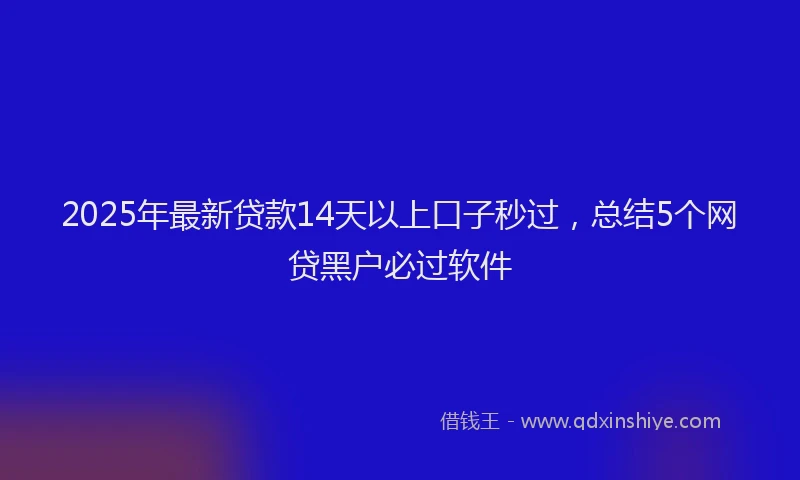 2025年最新贷款14天以上口子秒过，总结5个网贷黑户必过软件